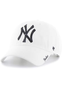 47 New York Yankees White Sparkle '47 Clean Up Womens Adjustable Hat