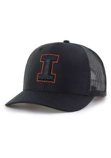 47 Illinois Fighting Illini Outline Trucker Adjustable Hat - Black