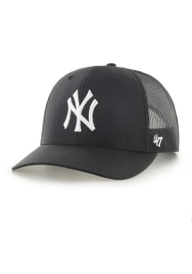 47 New York Yankees White Logo Trucker Adjustable Hat - Black