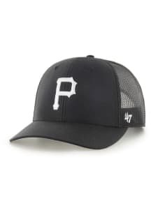 47 Pittsburgh Pirates White Logo Trucker Adjustable Hat - Black