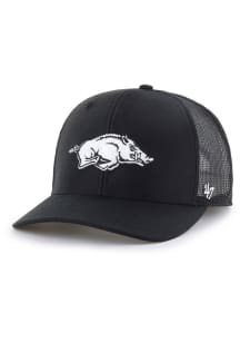 47 Arkansas Razorbacks White Logo Trucker Adjustable Hat - Black