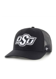 47 Oklahoma State Cowboys White Logo Trucker Adjustable Hat - Black