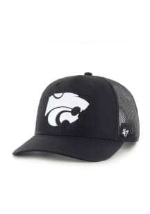 47 K-State Wildcats White Logo Trucker Adjustable Hat - Black