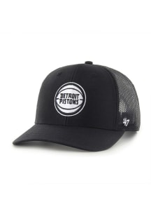 47 Detroit Pistons White Logo Trucker Adjustable Hat - Black