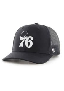 47 Philadelphia 76ers White Logo Trucker Adjustable Hat - Black