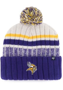 47 Minnesota Vikings Ivory Long Range Cuff Knit with Pom Mens Knit Hat