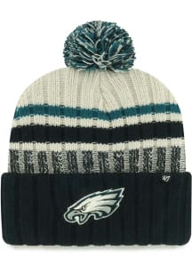 47 Philadelphia Eagles Ivory Long Range Cuff Knit with Pom Mens Knit Hat