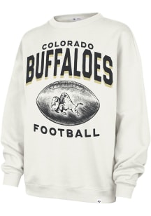 47 Colorado Buffaloes Womens White Arch Cloud Oversized Crew Sweatshirt