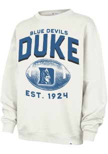 47 Duke Blue Devils Womens White Arch Cloud Oversized Crew Sweatshirt
