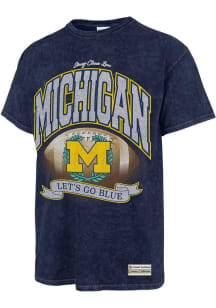 47 Michigan Wolverines Womens Blue Glitter Rally Tubular Short Sleeve T-Shirt