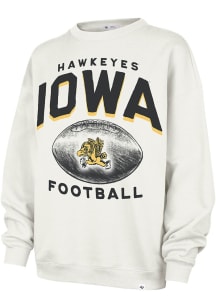 47 Iowa Hawkeyes Womens White Arch Cloud Oversized Crew Sweatshirt