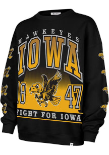 47 Iowa Hawkeyes Womens Black Go Big Crew Sweatshirt