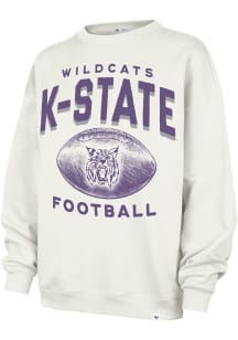 47 K-State Wildcats Womens White Arch Cloud Oversized Crew Sweatshirt