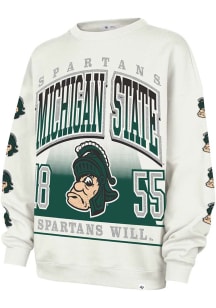 47 Michigan State Spartans Womens White Go Big Crew Sweatshirt