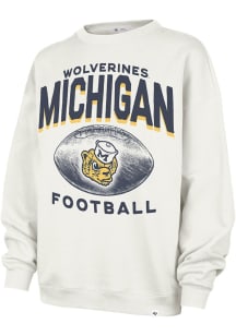 47 Michigan Wolverines Womens White Arch Cloud Oversized Crew Sweatshirt