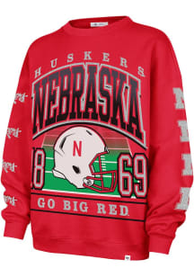 47 Nebraska Cornhuskers Womens Red Go Big Crew Sweatshirt
