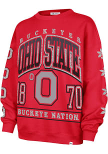 47 Ohio State Buckeyes Womens Red Go Big Crew Sweatshirt