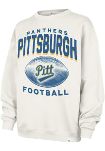 47 Pitt Panthers Womens White Arch Cloud Oversized Crew Sweatshirt