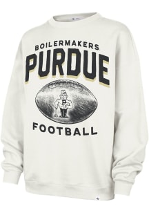 47 Purdue Boilermakers Womens White Arch Cloud Oversized Crew Sweatshirt