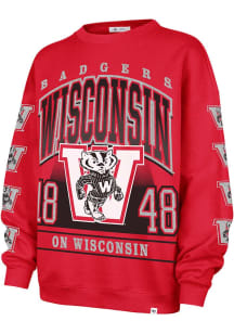 47 Wisconsin Badgers Womens Red Go Big Crew Sweatshirt