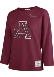 47 Arkansas Razorbacks Womens Red Game Nod Timeless LS Tee