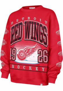 47 Detroit Red Wings Womens Red Go Big Crew Sweatshirt