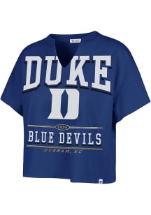 47 Duke Blue Devils Womens Blue Elation Oversized Notch Short Sleeve T-Shirt