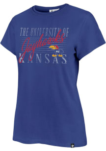 47 Kansas Jayhawks Womens Blue Maze Frankie Short Sleeve T-Shirt
