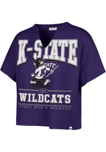 47 K-State Wildcats Womens Purple Elation Oversized Notch Short Sleeve T-Shirt