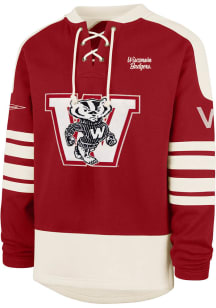 47 Wisconsin Badgers Mens Red Sweep Check Eternal Lacer Hockey Long Sleeve Fashion Sweatshirt