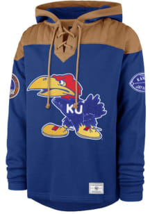 47 Kansas Jayhawks Mens Blue Flannagan Wingback Lacer Fashion Hood