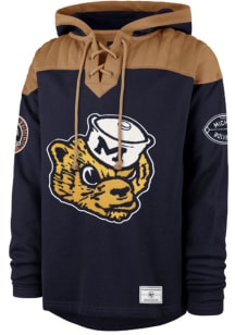 47 Michigan Wolverines Mens Blue Flannagan Wingback Lacer Fashion Hood