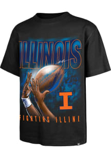 47 Illinois Fighting Illini Black Football Fingertip Foundation Short Sleeve Fashion T Shirt