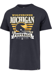 47 Michigan Wolverines Blue Stripe Splash Football Short Sleeve Fashion T Shirt