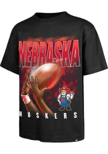 47 Nebraska Cornhuskers Black Football Fingertip Foundation Short Sleeve Fashion T Shirt