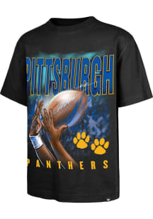 47 Pitt Panthers Black Football Fingertip Foundation Short Sleeve Fashion T Shirt