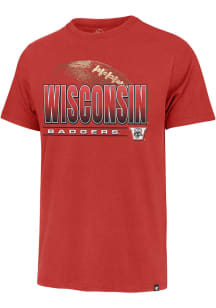 47 Wisconsin Badgers Red Shadow Down Franklin Short Sleeve Fashion T Shirt