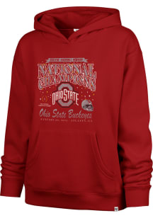 47 Ohio State Buckeyes Womens Red Football 2024 National Champions Naomi Hooded Sweatshirt