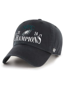 47 Philadelphia Eagles 2024-25 Conference Champions Clean Up Adjustable Hat - Black