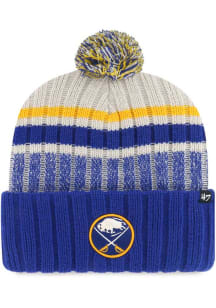47 Buffalo Sabres Blue Long Range Cuff Knit with Pom Mens Knit Hat