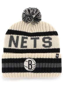 47 Brooklyn Nets Ivory Bering Cuff Pom Mens Knit Hat