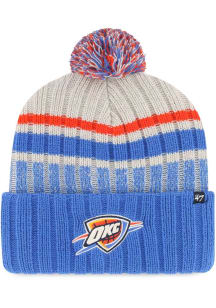 47 Oklahoma City Thunder Blue Long Range Cuff Pom Mens Knit Hat