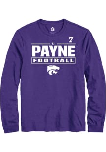 VJ Payne  K-State Wildcats Purple Rally Football NIL Stacked Box Long Sleeve T Shirt
