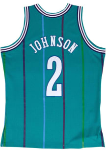 Larry Johnson  Mitchell and Ness Charlotte Hornets Mens Teal Swingman Big and Tall Hooded Sweatshi..