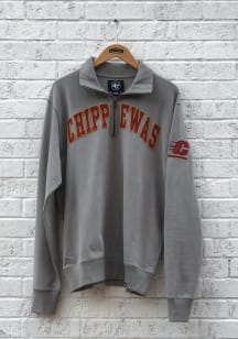 47 Central Michigan Chippewas Mens Grey Striker Long Sleeve Qtr Zip Fashion Pullover