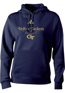 Adidas GA Tech Yellow Jackets Womens Navy Blue Heat Seal Fleece Hooded Sweatshirt