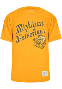 Original Retro Brand Michigan Wolverines Youth Gold Arch Mascot Short Sleeve T-Shirt