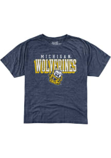 Original Retro Brand Michigan Wolverines Toddler Blue Stacked Wordmark Short Sleeve T-Shirt