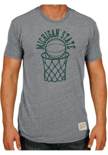 Original Retro Brand Michigan State Spartans Grey Basketball Design Short Sleeve Fashion T Shirt
