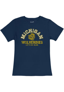 Original Retro Brand Michigan Wolverines Womens Blue Vintage Graphic Short Sleeve T-Shirt